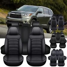 For Toyota Highlander Car 5 Seat Covers Front Rear Full Set Pu Leather Protector