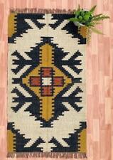 Rug Modern Boho Jute Wool Sumak Rug Hallyway Hand Crafted Flat Weave Carpet
