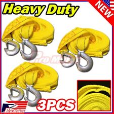 3pc 10ft 2 X 10 Yellow Rope Heavy Duty Tow Strap Hook 10k Lb 5 Ton Capacity