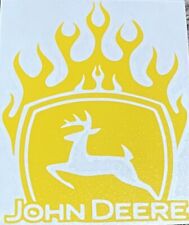 Yellow John Deere Flames Decal Sticker