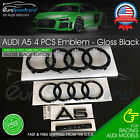 Audi A5 Front Rear Rings Emblem Gloss Black Trunk Logo Quattro Badge Set Oe 4pc