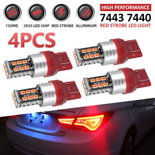 4pcs 7443 7440 Led Red Strobe Flash Blinking Brake Stop Tail Parking Light Bulbs