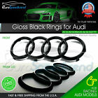 Audi Rings Front Grill Rear Trunk Emblem Gloss Black Logo A3 A4 S4 A5 S5 A6 S6