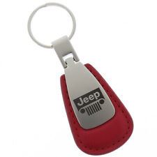 Jeep Grill Leather Tear Drop Key Ring Red