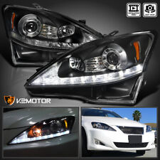 Black Fits 2006-2010 Lexus Is250 Is350 Led Signal Strip Projector Headlights Lr