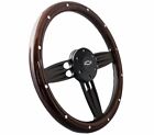 14 Inch Black Wood Steering Wheel Chevy Bowtie Horn 6 Hole C10 Gmc