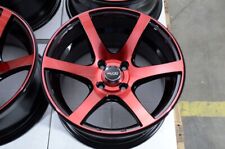15x8 4x100 Wheels Rims Black Red Low Offset Honda Civic Miata Corolla Cooper 4