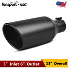 Diesel Exhaust Tip 3 Inlet 6 Outlet 15 Long Black Stainless Steel Bolt On