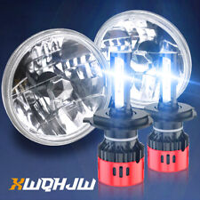Universal Clear 7 H6024 Round Projector Headlights Head Lamps With Bulbs Pair