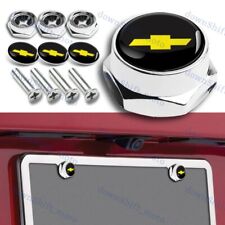 4x Silver Car License Plate Frame Bolts Screws Caps Cover Nut Logo Fit Chevrolet