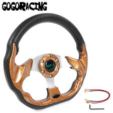 12.5 320mm Universal Flat Dish Racing Steering Wheel D Shape Horn Button 6 Hole