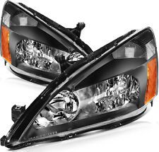 Headlights Assembly For 2003-2007 Honda Accord 2dr 4dr Black Pair Headlamps