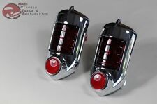 51-52 Chevy Passenger Car Tail Lamp Light Assembly Red Glass Lens Reflector Pair