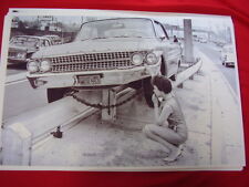 1961 Ford Galaxie On Guard Rail Women Driver  Big 11 X 17  Photo  Picture