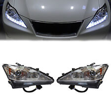 Fits 2006-2013 Lexus Is250 Is350 Led Drl Projector Headlights Chrome Leftright