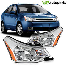 For Ford Focus 2008-2011 Headlights Assembly Pair Chrome Housing Clear Lens