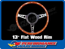 Classic 3 Spoke Flat 13 Wood Rim Steering Wheel 9 Bolt Mg Street Rod Custom