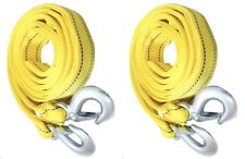 2 Pack 3 Tons Car Tow Cable Towing Strap Rope With 2 Hooks Emergency Heavy Duty