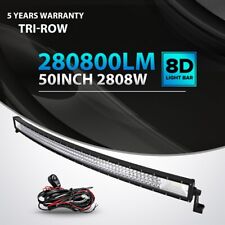 Tri Row 50inch 2808w Curved Led Work Light Bar Combo Offroad 4wd Driving Lamp 52