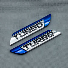 2pcs Blue Metal Chrome Turbo Door Fender Car Emblem 3d Sport V6 V8 Badge Sticker