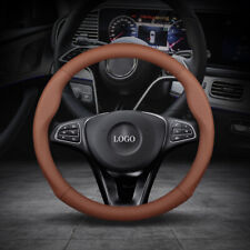 15brown Car Steering Wheel Cover Breathable Non-slip Genuine Leather Universal