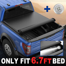 6.7ft Bed Truck Tonneau Cover For 2016-2021 Nissan Titan Roll-up W Led Lamp