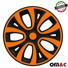 Hubcaps 14 Inch Wheel Rim Cover Matt Black With Orange Insert 4pcs Set