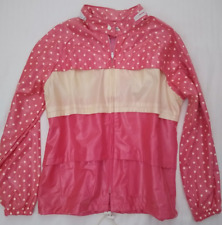 Pink Jacket Windbreaker Vintage Jacket Ivory And Pink Polka Dots Size M