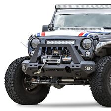For Jeep Wrangler Jk 18 Bumper Trailchaser Stubby Textured Black Front Winch