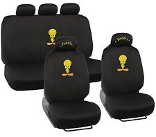 New Set Cartoon Tweety Bird Car Front Back Full Seat Covers Headrest Covers