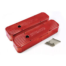 Chevy Sbc 350 Red Anodized Fabricated Valve Covers - Tall W Hole