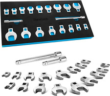 38 Drive Crowfoot Wrench Set With 2 Extension Bars Sae Metric 19-piece 10