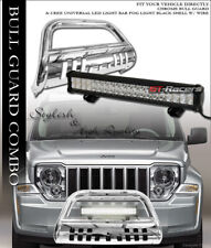 Ss Chrome Bull Bar Push Guard120w Cree Led Light For 05-07 Jeep Grand Cherokee