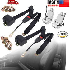 2 Pack Black Universal 3 Point Retractable Adjustable Car Seat Belt Us