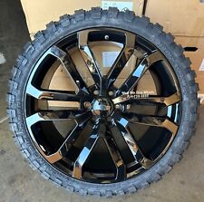 24 Black Wheels Chevy Silverado Tahoe Gmc Yukon Sierra Ram 33 Mt Mud Tires Tps