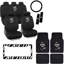 Hearts Zebra Stripes Logo Black Car Seat Covers Floor Mats Steering Wheel Cover