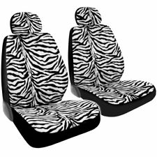 New Safari White Zebra Print Car Truck Front Seat Covers With Headrest Covers