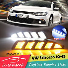 3 Color Led Drl For Vw Scirocco 2010-2014 Daytime Running Light W Signal Lamp
