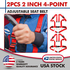 2 4-point Red Adjustable Racing Seat Belt Harness Safety Shoulder Straps New