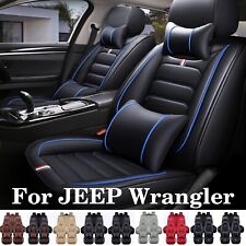 For Jeep Wrangler Car 5 Seat Covers Full Set Luxury Pu Leather Protector Pad Mat
