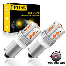 2x H21w Bay9s Canbus Amber Led Turn Signal Driving Light Bulb Lamp Drl Yellow