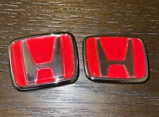2pcs Red H Emblem Front Rear For 2006-2015 Honda Civic Sedan Ex Lx Si Jdm Logo
