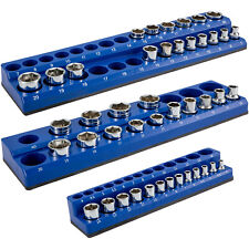 Vevor Magnetic Socket Organizer Socket Holder 3 Pcs 12 38 14-in Metric Blue