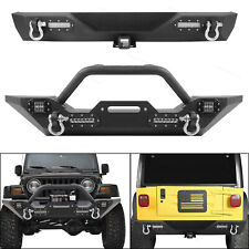 Front Bumper W D-rings W Led Lights Winch Plate Fits 87-06 Jeep Wrangler Tjyj