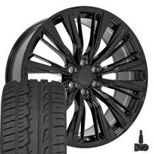 24x10 Black 8463816 Wheels 29535r24 Tires Tpms Set Fits Silverado Tahoe