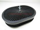 Black 12x2 Oval Super Flow Thru Top Air Cleaner Washable Sbc Bbc Chevy Ford Rod