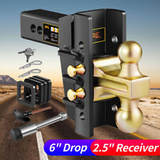 2.5 Receiver 6 Drop Adjustable Towing Hitch Dual Ball Mount Trailer 28000 Lb