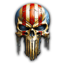 Metal Look Punisher Red White And Blue Shaped Vinyl Decal Sticker