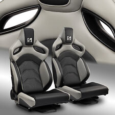 Reclinable Pvc Racing Seats Universal Car Seat Black-grey Full Set Wsliders