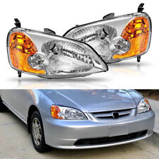 Headlights Fits 2001-2003 Honda Civic 24dr Coupe Sedan Clear Lamps Leftright